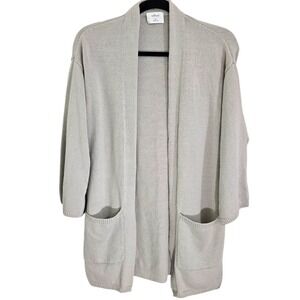 Wilfred Aritzia XS‎ Open Front Cardigan Duster Sweater Knit Pocket Gray
